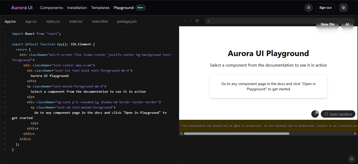 Aurora UI — Animated Component Library screenshot 3
