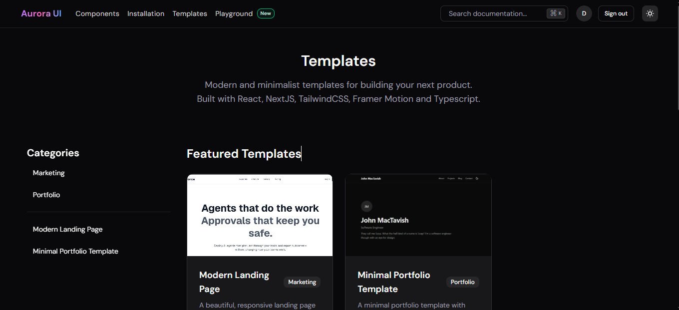 Aurora UI — Animated Component Library screenshot 4