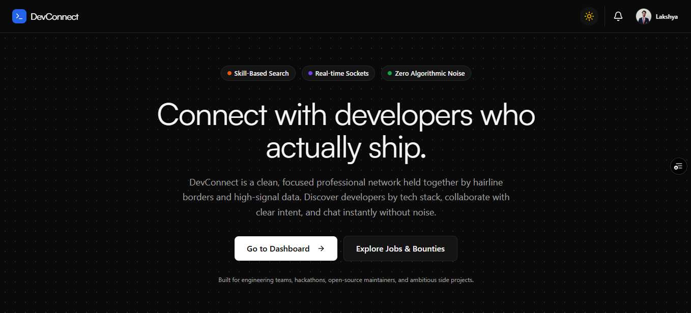 DevConnect — Developer Social Network screenshot 1