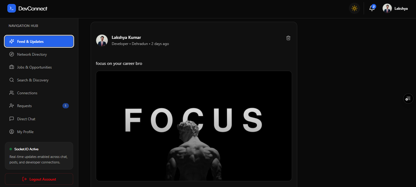 DevConnect — Developer Social Network screenshot 2